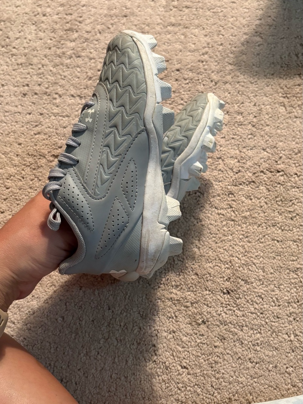 Under Armour Kids Gray White Cleat Sneakers